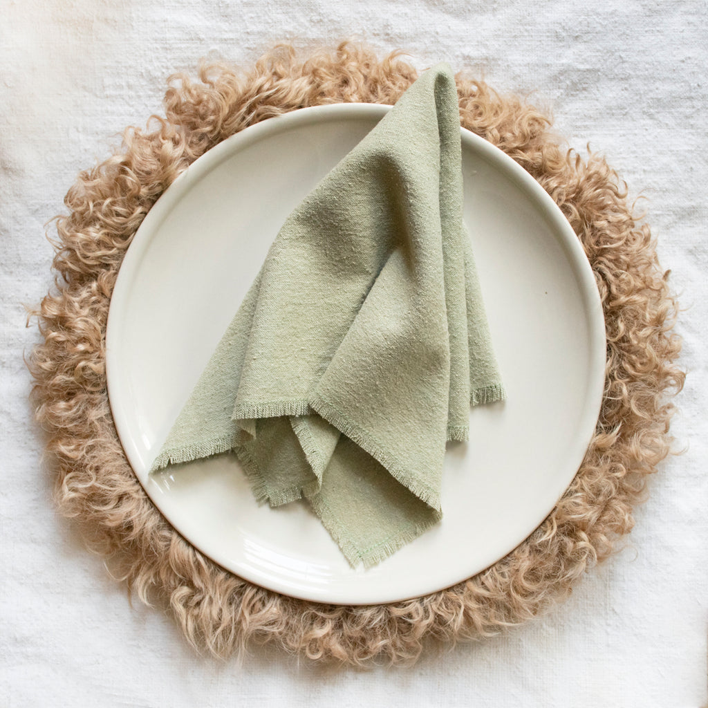 Sage Green Raw Silk Napkin